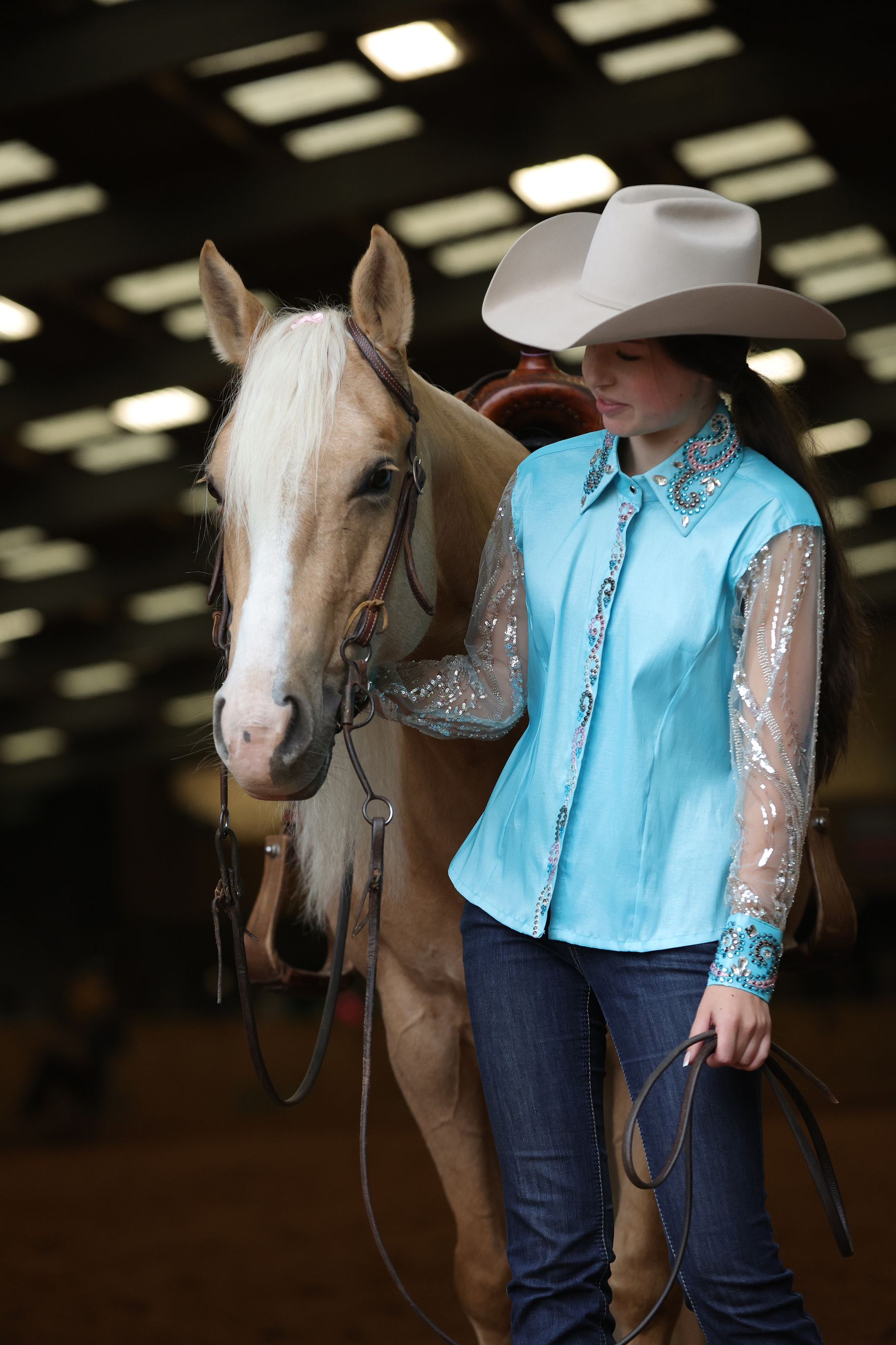Taffeta show shirt with heavy crystals and swirls